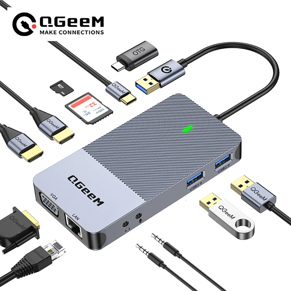Smart Home Hub 2 - QGeeM USB 3.0 dockingstation, USB-hub met