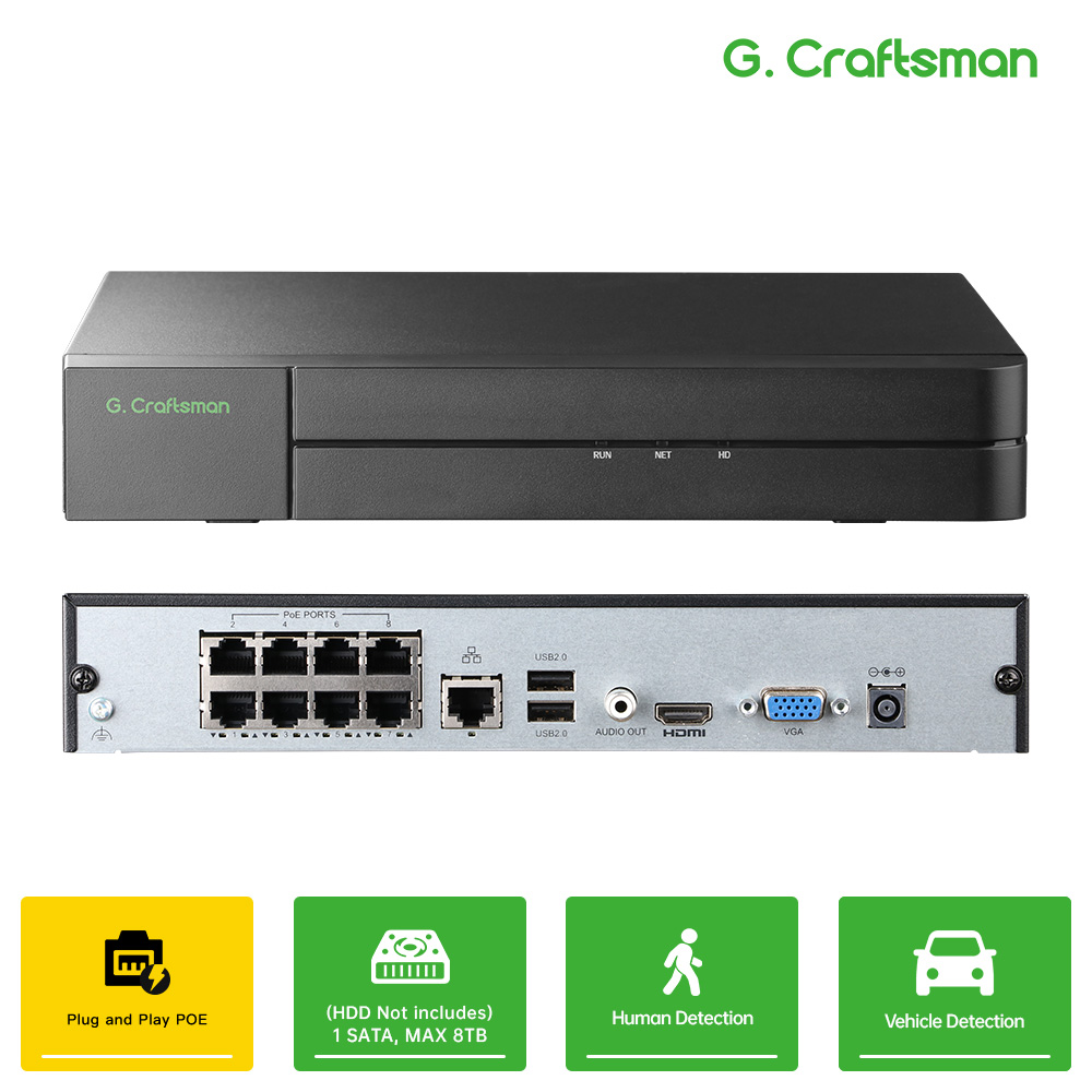 Smart Home Microsoft - C-U,8CH POE Netwerkvideorecorder 4K Huisbeveiliging NVR-systeembewaking